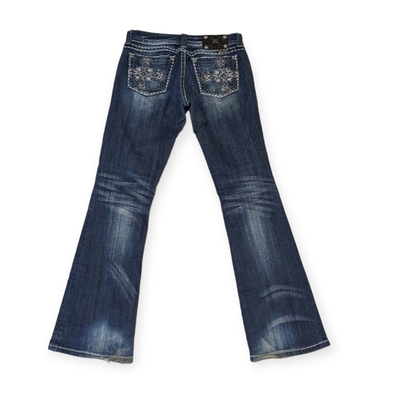 Miss Me Denim - Miss Me Blue Jeans Bootcut Dark Wash Fade Embellished Size 27